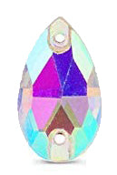 Glass Sew-On Teardrop Gem, Crystal AB - 2 pk